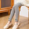 Pantalones de Primavera Nuevos para Niñas Verdes con Lazo de Encaje hasta el Tobillo Ropa Exterior Infantil de Algodón tipo Leggings de Estilo Coreano Anchos con Raya Vertical