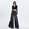 Nuevos Jeans Chinos Sueltos de Pierna Ancha para Mujer en Otoño Nuevo Diseño de Cintura Alta Pantalones de Pierna Recta Grandes con Caída de Longitud al Suelo