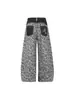 Jeans Retro Americano con Bolsillo de Parche Estampado de Leopardo Unisex Nuevos Holgados Estilo Callejero Pantalones Casuales de Pierna Ancha