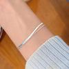 Pulsera de Cadena de Hueso de Serpiente de Doble Capa de Plata de Ley 925 para Mujer Nicho Ins Sencilla Apilada Pulsera de Cuentas de Bolas de Oliva Joyería Y2K de Plata