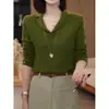 Blusa de tricô com decote V e manga longa em estilo coreano para mulheres, nova peça de outono, corte justo, versátil, modeladora, top elegante