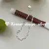 Moda Estilo Coreano Design Simples Prata Joia Prata de Lei S925 Pulseira Patchwork Brilhante Nariz de Porco Corrente Lisa Versátil Empilhável