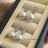 Pendientes de Plata de Ley S925 Estilo Princesa Diana con Perlas Swarovski para Mujer, con Diamantes, Lujo Ligero, Sensación de Alta Gama, Pendientes de Perla Blanca Australiana Artificial