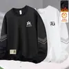 Sudadera para hombre para otoño e invierno, cuello redondo, forro polar, sin capucha, manga larga, corte holgado, casual, top versátil para hombre