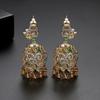 Pendientes de estilo indio Jinse con juego de cobre y cristal de circón, pendientes de estilo retro con borlas y campanas de viento europeas y americanas.