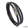 Cross-border europeu e americano novas joias multi-camadas tecido pulseira de couro masculino simples moda ímã fivela pulseira estilo étnico