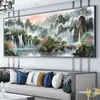 Agua Corriente Trae Riqueza, Punto de Cruz Paisaje de Montaña Primaveral, Estilo Nuevo para Sala de Estar y Estudio, Bordado DIY, Bordado Completo, Punto de Cruz Paisaje