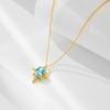Collar con colgante de estrella de ocho hombres en plata de ley S925 con topacio natural azul cielo, cadena de clavícula transfronteriza europea y americana, cadena para el cuello para mujer
