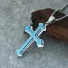 Haiteng Joias, Pingente Punk Tendência Personalizado em Aço Inoxidável Multicamadas Multicolorido com Cruz e Texto para Homens, Aprovação Direta do Fabricante
