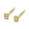 Aretes Cuadrados Sencillos de Plata Pura S999 con Circonita para Dormir y Bañarse, No Necesitan Quitarse, Aretes de Perforación de Oreja de Nicho para Mujeres