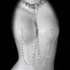 Anillo de pezón de diamantes de imitación de lujo transfronterizo Cadena para el pecho Chica sexy caliente femenina Cadena de cuentas metálicas Pinza para el pezón Cadena corporal Joyería sexual para adultos