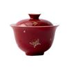 Gaiwan de Cerámica Estilo Chino con Mariposa Estampada en Oro para Uso Doméstico, Tazón de Té, Juego de Té Kung Fu, Gaiwan de Mariposa Resistente a Altas Temperaturas