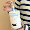 Taza de Agua Compacta para Niñas Linda, Exquisita y Portátil, Simple y de Gama Alta + Taza Térmica de Acero Inoxidable 316 con Popote