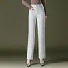 Pantalones casuales de pierna recta 1019, corte slim de mezclilla blanca, tiro alto, estilo nuevo, algodón lavado, talla grande, versátil