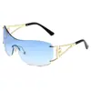 Gafas de Sol 2025 Transfronterizas Nuevas Sin Marco Bordes Cortados Todo en Uno Fotografía Callejera Adelgazantes Anti-UV Moda Europea y Americana