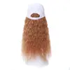 Peluca de sombrero rizado de lana marrón claro, gorra de béisbol con cabello largo y rizado, cabello real mezclado con cabello sintético, sombrero y peluca integrados