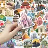 50 Calcomanías Creativas de Edificios Emblemáticos Famosos para Maletas, Cuadernos, Papelería, Decoración DIY, Venta al por Mayor