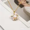 Yanbai Atravessando Fronteiras Elegante Temperamento Cor Esmalte Imitação Madrepérola Pérola Irregular Flor Pingente Colar Retro Alto Padrão