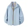 Chaqueta de cuadros patchwork transfronteriza para hombre, moda de primavera, estilo deportivo moderno americano, chaqueta cortavientos juvenil con cuello alto