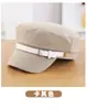 Sombrero de Montar Británico de Estilo Otoño e Invierno con Hebilla y Copa Plana Gorra Plana Retro Literaria de Ala Corta Gorra Octagonal de Repartidor