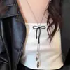 Collar Colgante Zapatilla de Ballet con Lazo Cadena Larga Ajustable para Suéter de Otoño e Invierno Accesorios Coreanos Dulces y Frescos para Mujer