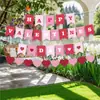 Feliz Día de San Valentín Bandera del Día de San Valentín Guirnalda de Corazones Rosas Banner Decoración de Maletero