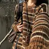 Suéter Retrô Americano Color Block com Listras Gola Redonda para Homens e Mulheres Outono Tendência Marca Cardigan Preguiçoso Solto Modelagem Relaxada Peça de Roupa Externa