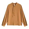 MM2023 Primavera Nueva Moda Color Holgada Manga de Linterna Camisa de Gasa para Mujer Manga Larga Top Estilo Coreano Camisa 497