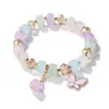 Pulsera de Cristal Imitación Jade Esmaltado Mariposa para Niños Pulsera de Cuentas Verano Niñas Puesto de Guardería