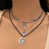 Joyería Transfronteriza Europea y Americana Retro Imitación Turquesa Cabeza de Toro Cadena para Clavícula Conjunto de Collares con Cuentas Estilo Étnico Collar de Cactus