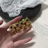 Pendientes de mariposa con diamantes de colores huecos antiguos de estilo europeo y americano, pendientes de diamantes para mujer, pendientes de marea