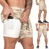 Venta Caliente Transfronteriza Pantalones Cortos Deportivos de Doble Capa para Hombre Fitness Entrenamiento Correr al Aire Libre Secado Rápido Ajustados Baloncesto Pantalones de Jogging