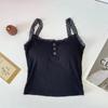 Camisole de renda estilo puro feminina doce e picante slim-fit com bojo cor sólida top curto