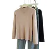Foto Real da Blusa Original Gola Alta Básica, Tricot de Lã Novo Outono e Inverno para Mulheres, Top Slim Versátil e Estiloso de Manga Comprida