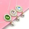 Nueva moda plateado colgante ovalado de perla y diamante diy hecho a mano aleación accesorios de joyería tocado horquilla material