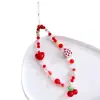 Cadena para Teléfono Rojo Cereza Fresa Colgante de Lazo Encanto CCD de Cámara Cadena para Bolso Regalo Colgante de Cereza
