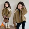Roupa de Fora para Meninas Outono e Inverno 2025 Nova Jaqueta de Inverno Acolchoada Espessa Top de Inverno de Caxemira para Menina