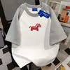 Camiseta Nova Retro Pônei Estrela de Algodão 100% Puro para Homens e Mulheres, Verão Solta Emagrecedora Casal Patchwork Top
