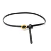 Cinturón Pequeño de Cuero Genuino de Moda para Cintura de Mujer Pantalones Negros con Camisa de Vestir Suéter de Moda Cinturón de Traje