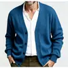 Suéter de punto abierto para hombre, estilo business casual, nuevo para otoño/invierno 2026, de importación, corte holgado, manga larga, de un solo botón, tipo abrigo