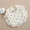 Babero de Algodón de Gasa con Encaje y Volantes Estilo Ins para Bebés, Babero de Clase A para Bebés y Niños