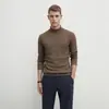 Suéter Masculino Gola Alta Pequeno Médio e Meia Gola Tricô Masculino Slim Fit Estilo Coreano Suéter Grosso Fio de Suéter Roupas Camisa Base Outono e Inverno