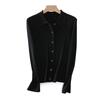 Cardigan de Lã Costurada com Gola Polo de Peça Única Estilo Novo Hengjia DqSpring para Mulheres, Casaco Elegante de Manga Longa Estilo Commuter