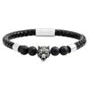 Explosiones de Amazon cabeza de animal accesorios de cobre negro esmerilado pulsera de ojo de tigre de cuero ventas directas de fábrica