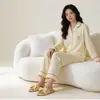 Pijama popular de manga larga y pantalón largo para mujer para primavera y verano, holgado y ligero, se puede usar fuera de casa, ropa cómoda para el hogar, nuevo modelo 2026