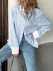 2026 Popular en TikTok Europeo y Americano Otoño Nuevo Patchwork de Rayas Ins Moda Trendy Elegante Camisa de Mujer