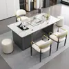 Conjunto Moderno Minimalista de Mesa de Chá e Cadeiras de Ardósia, Mesa de Chá Pequena de Luxo Leve para Varanda e Escritório, Mesa de Chá de Pedra com Chaleira Integrada