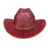 Chapéu de Cowboy Ocidental com Lantejoulas Novo Europeu e Americano Chapéu de Coco para Palco Festa Homens e Mulheres Aba Larga Chapéu de Jazz Dourado Prata Tendência