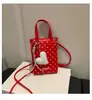 Bolsa de monedas cartera de mano para teléfono móvil bandolera cruzada de cubo para mujer, moda casual de lunares estilo coreano, linda y moderna