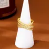 Novo Design de Anel Dourado de Areia Vietnamita com Espiga de Trigo de Zircônio Anel Aberto para Mulheres, Joia Simples e de Alto Padrão Duradoura